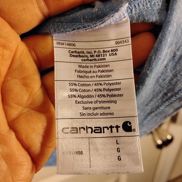 Carhartt tshirt mens L Large blue spellout graphic logo tee loose fit work wear - Picture 7 of 8